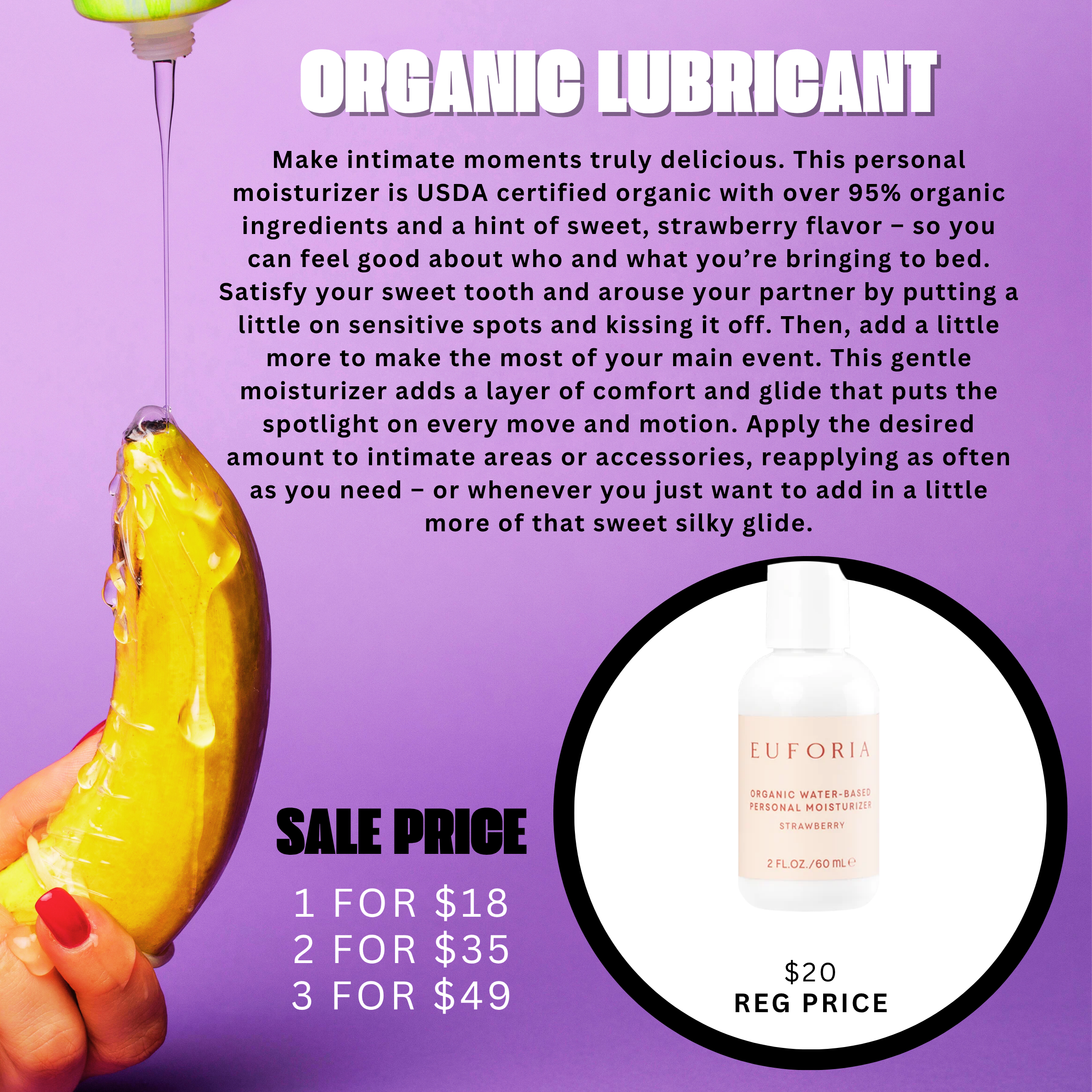 Water Based Lubricant - Organic Strawberry